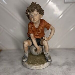 Vintage Himark Boy Soccer Figurine Old World Original Taiwan Statue 1970-1980